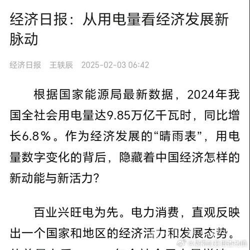 经济日报：从用电量看经济发展新脉动